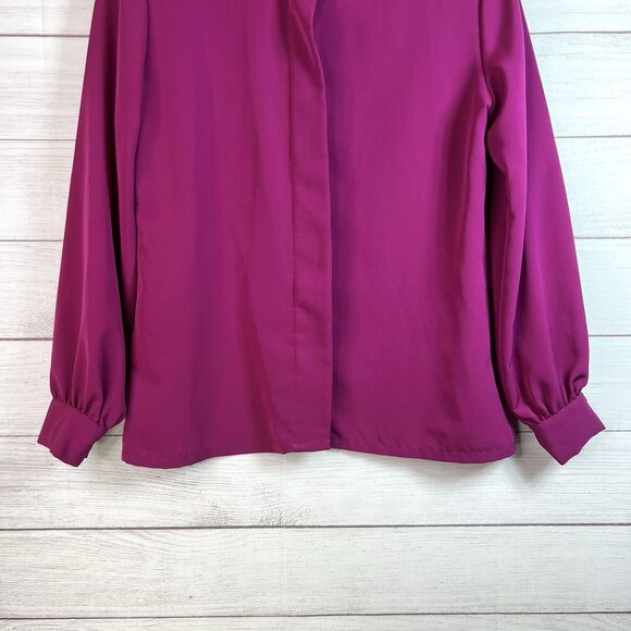 Pendleton Blouse Classic Business Vintage Long Sleeve Size 8 Pink Fuchsia - Picture 5 of 15